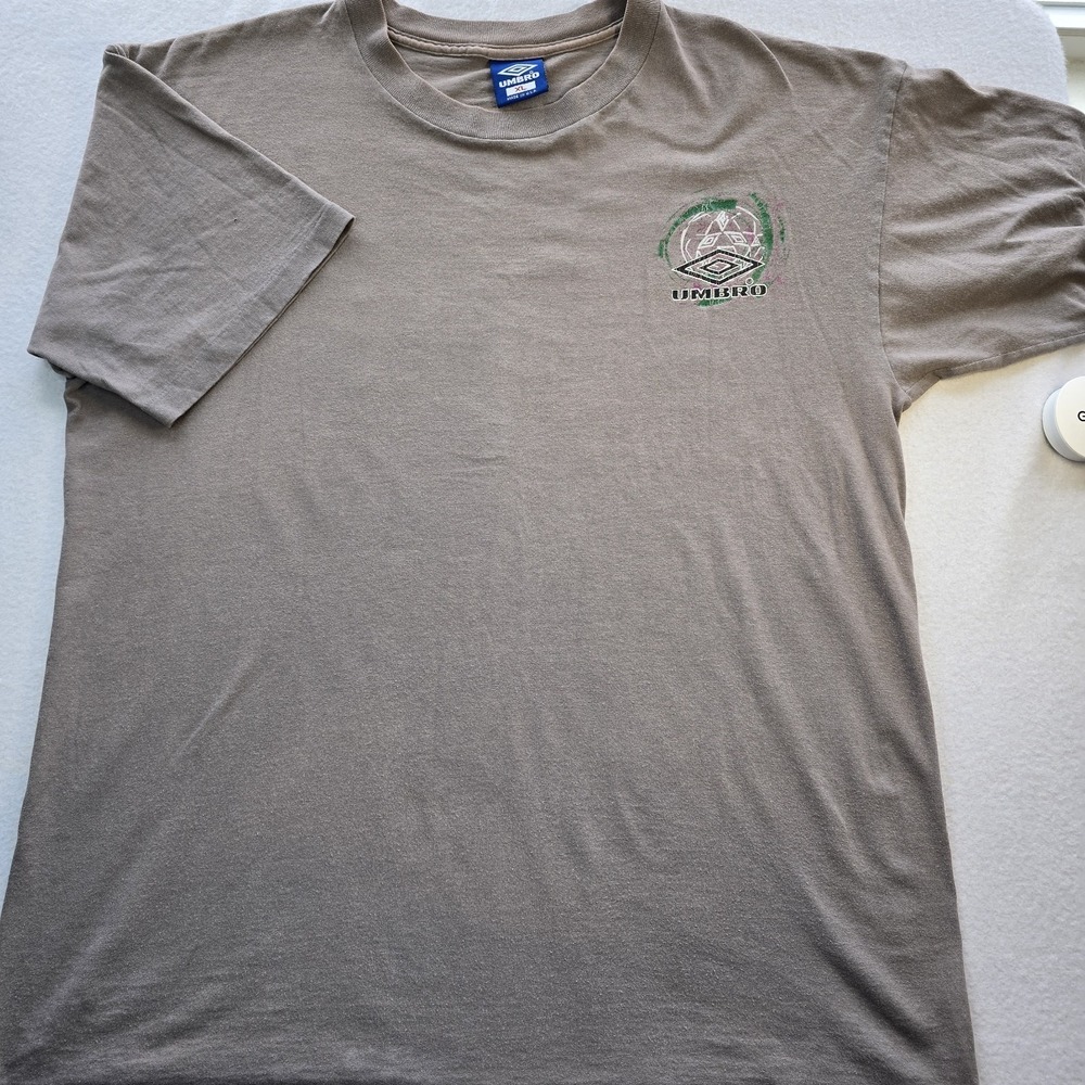 Vtg 90s UMBRO Global Psychedelic Soccer Art T-Shirt XL Made in USA Double Stitch - Picture 2 of 11